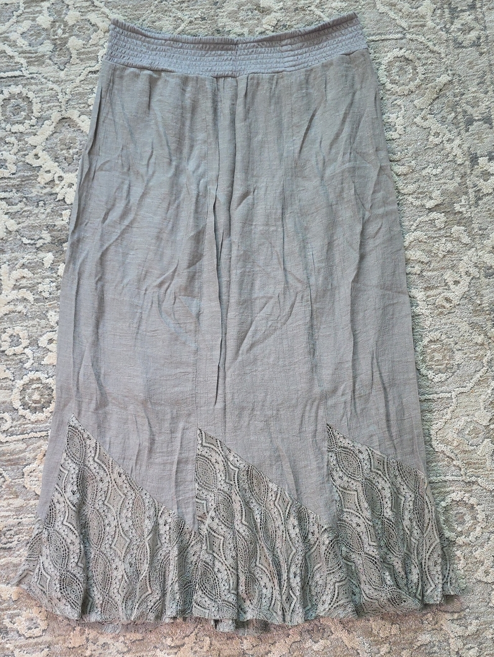 Apt. 9 Light Gray Maxi Skirt with Lace Trim